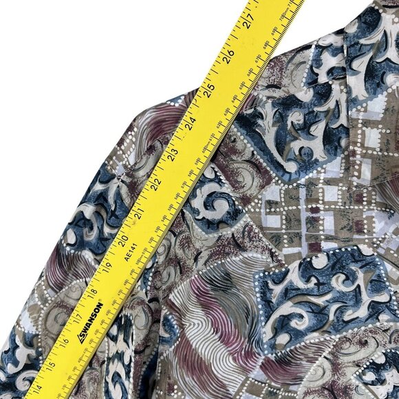 Jonathan Martin Womens S 100% Silk Button Up Blouse Abstract Print Southwestern - Picture 12 of 15